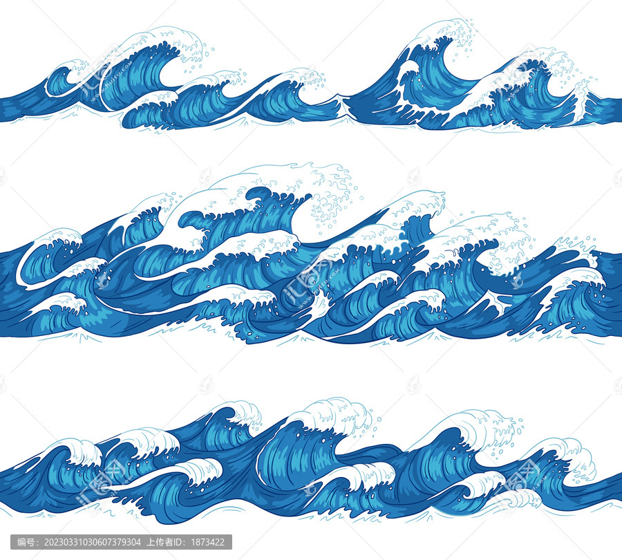 海水浪花矢量素材横幅插图合集