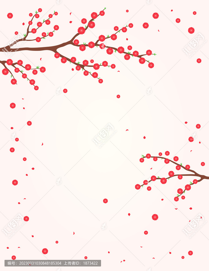 盛开的红色花朵从树上飘落海报