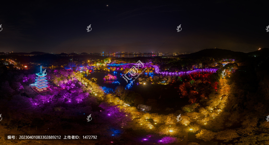 武汉东湖磨山樱花园夜景风光