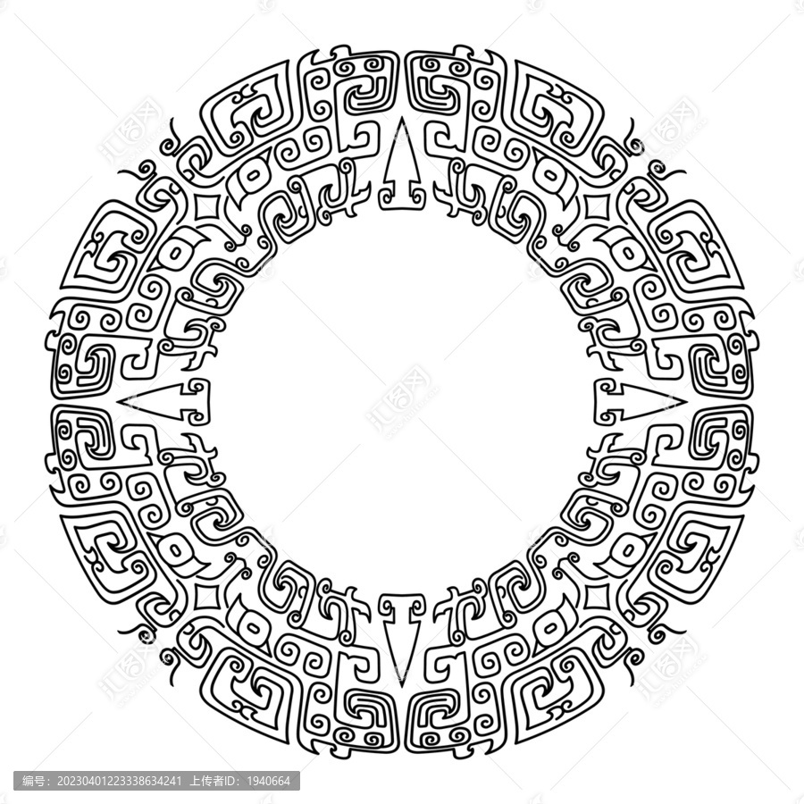 青銅紋圓環(huán)矢量
