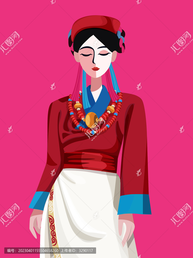 門巴族女孩插畫人物