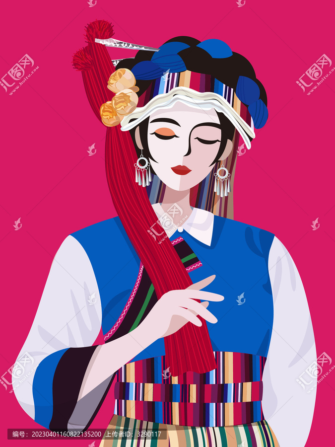 怒族女孩插畫人物