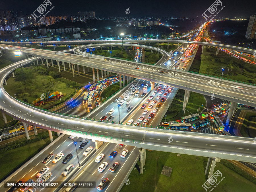 珠海金湾互通立交高架桥夜景