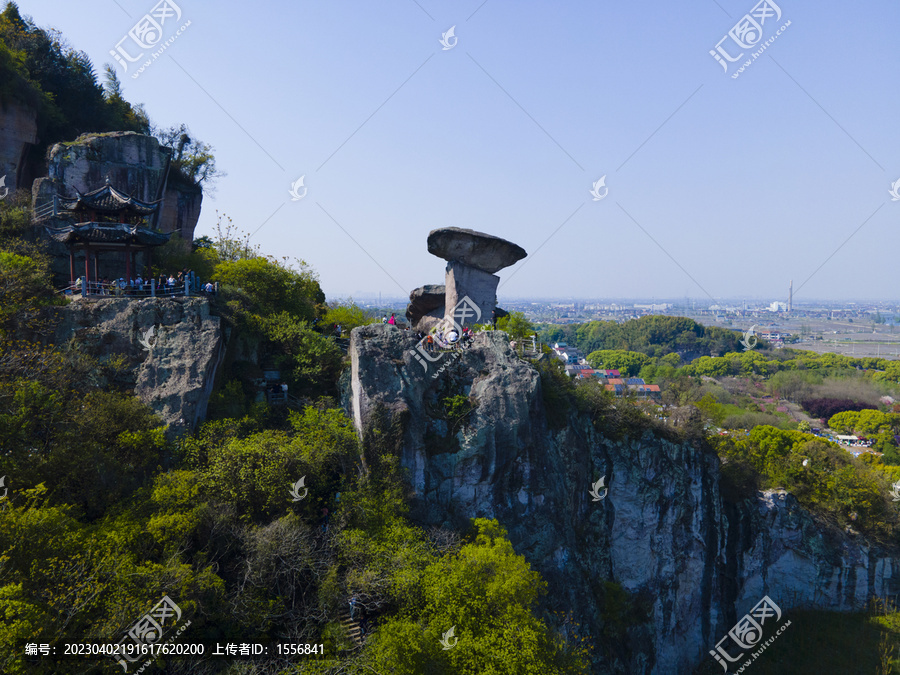 绍兴吼山桃花节航拍