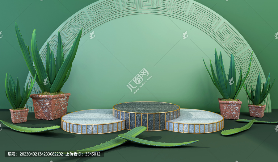 電商產(chǎn)品展臺(tái)蘆薈化妝品洗護(hù)