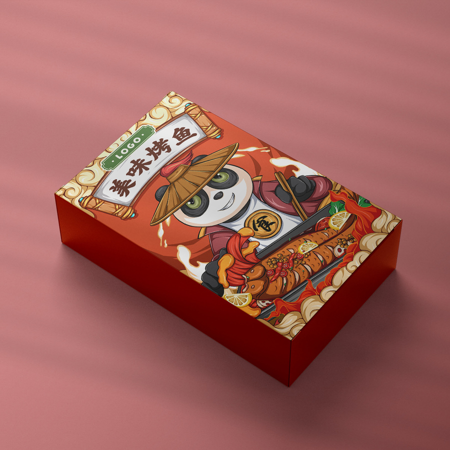 烤魚包裝插畫