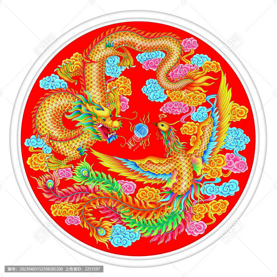龍鳳呈祥分層設計噴繪
