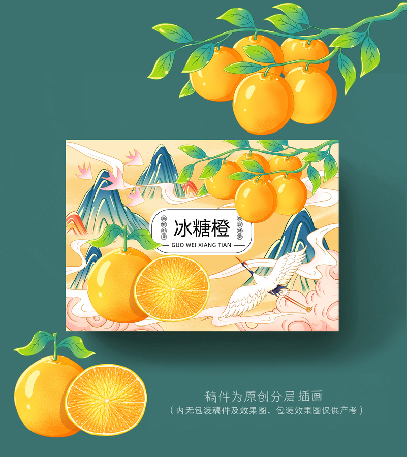 冰糖橙插畫(huà)手繪