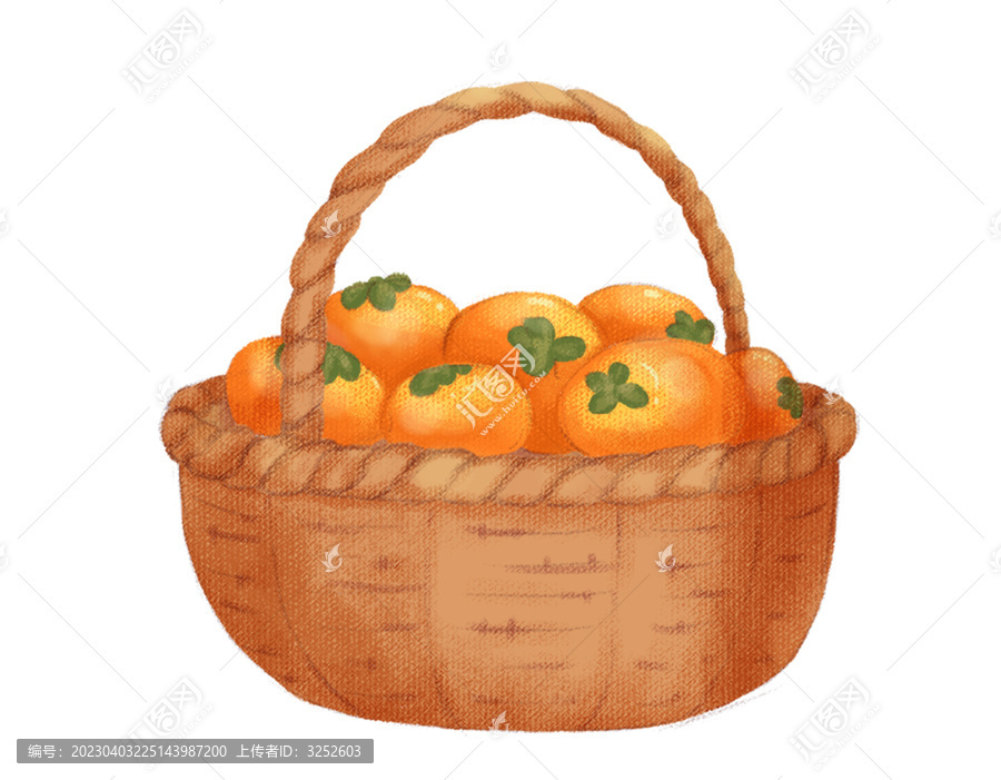 水果籃子手繪插畫元素