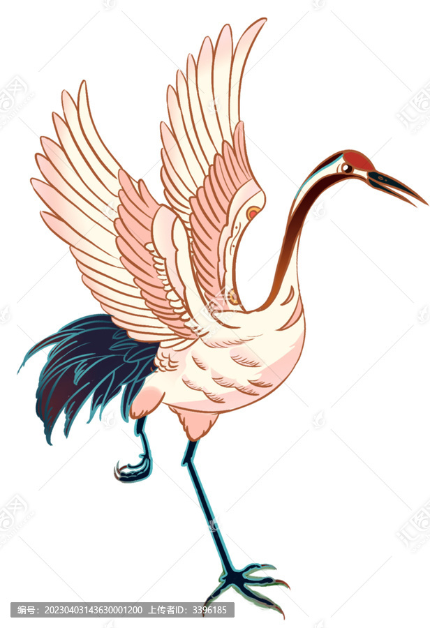 國潮插畫仙鶴元素