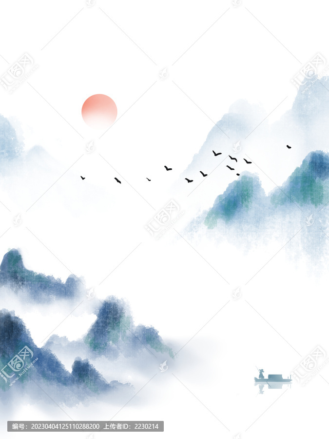 白露中國風(fēng)山水墨畫插畫背景