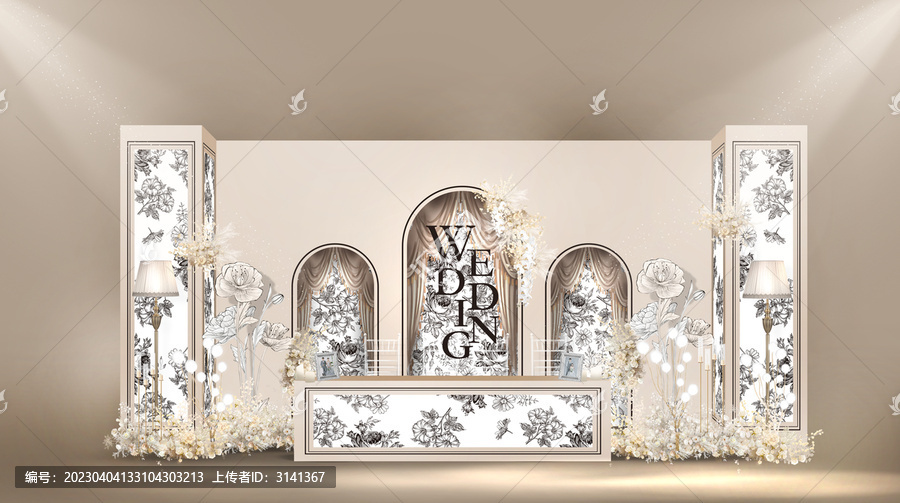 香檳色小香風(fēng)婚禮簽到區(qū)