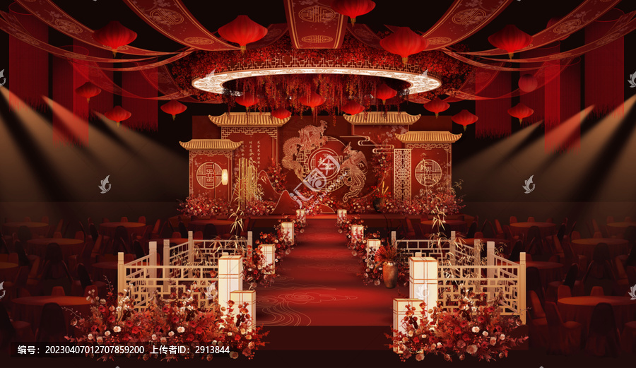 紅色中式婚禮效果圖