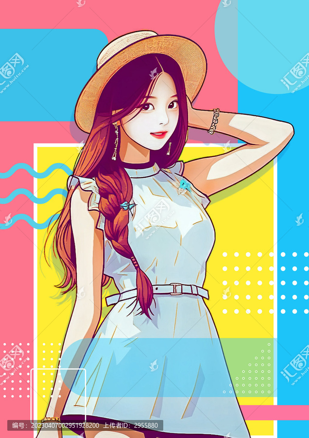 美女小清新手繪風(fēng)格海報