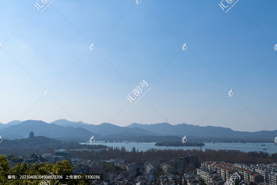 城隍阁远眺杭州西湖全景