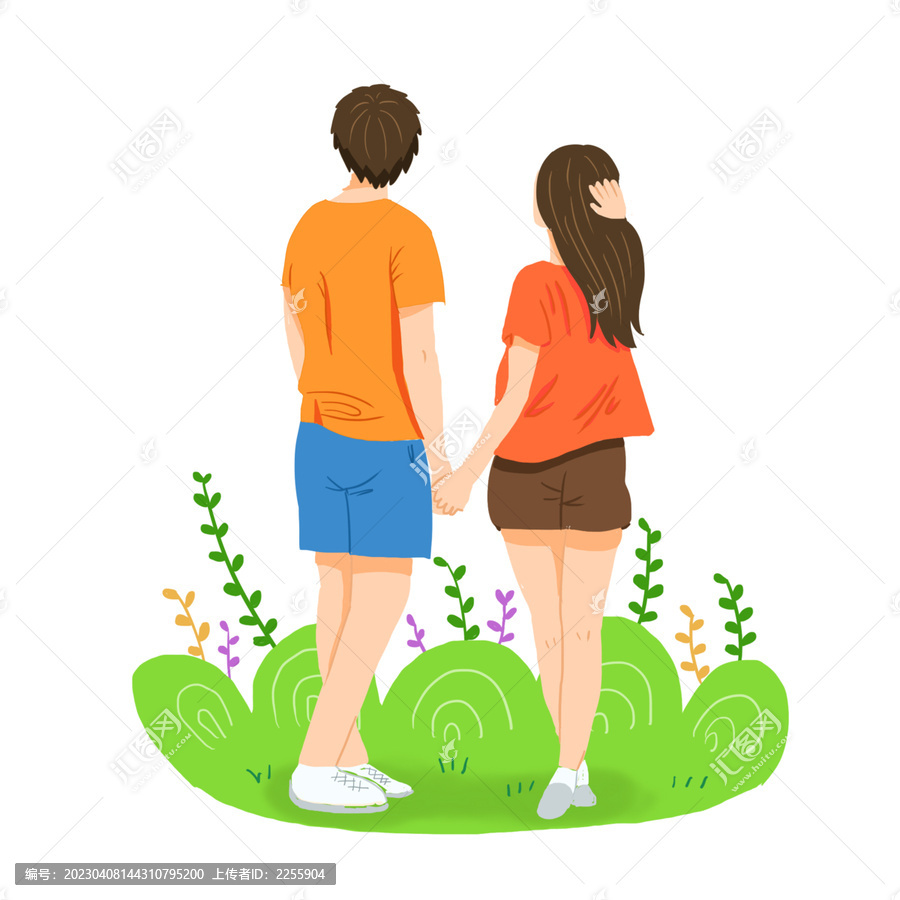 夏天穿著夏裝人物背影免摳元素