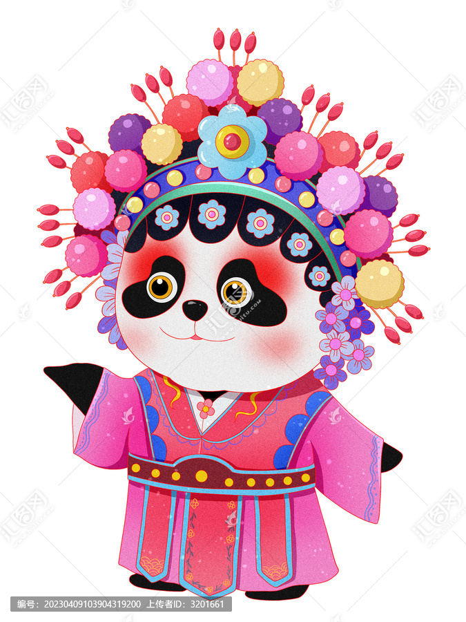 國(guó)潮風(fēng)京劇戲劇花旦熊貓