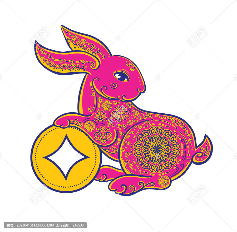 兔年剪紙剪影民俗插畫(huà)