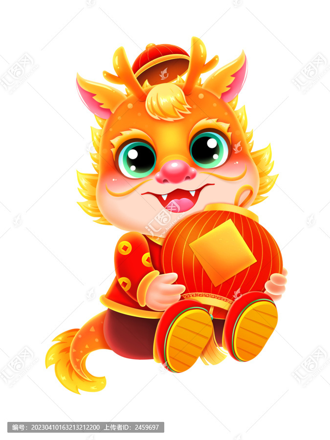 傳統(tǒng)龍年年畫抱燈籠的龍