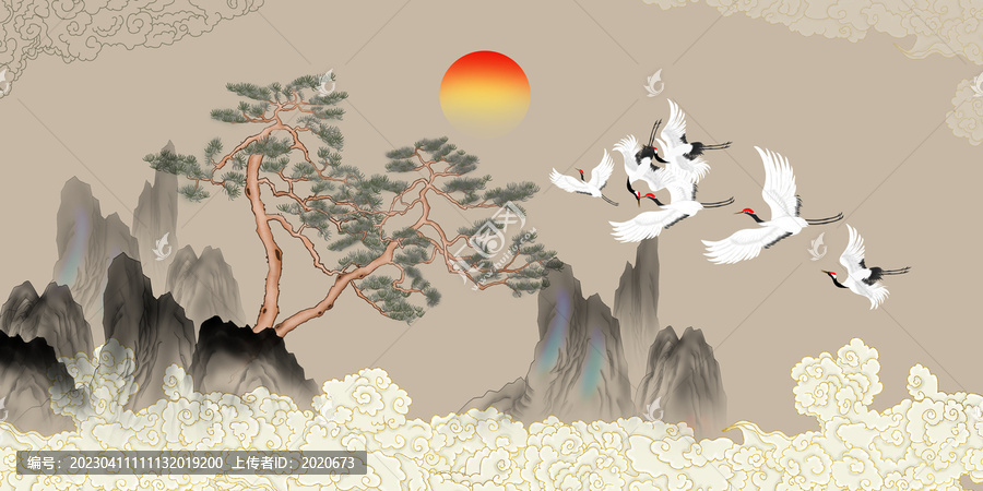 復(fù)古迎客松背景