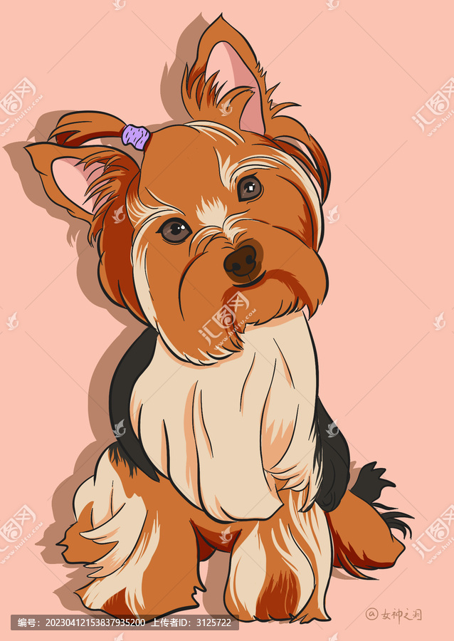 卡通狗狗約克犬素材