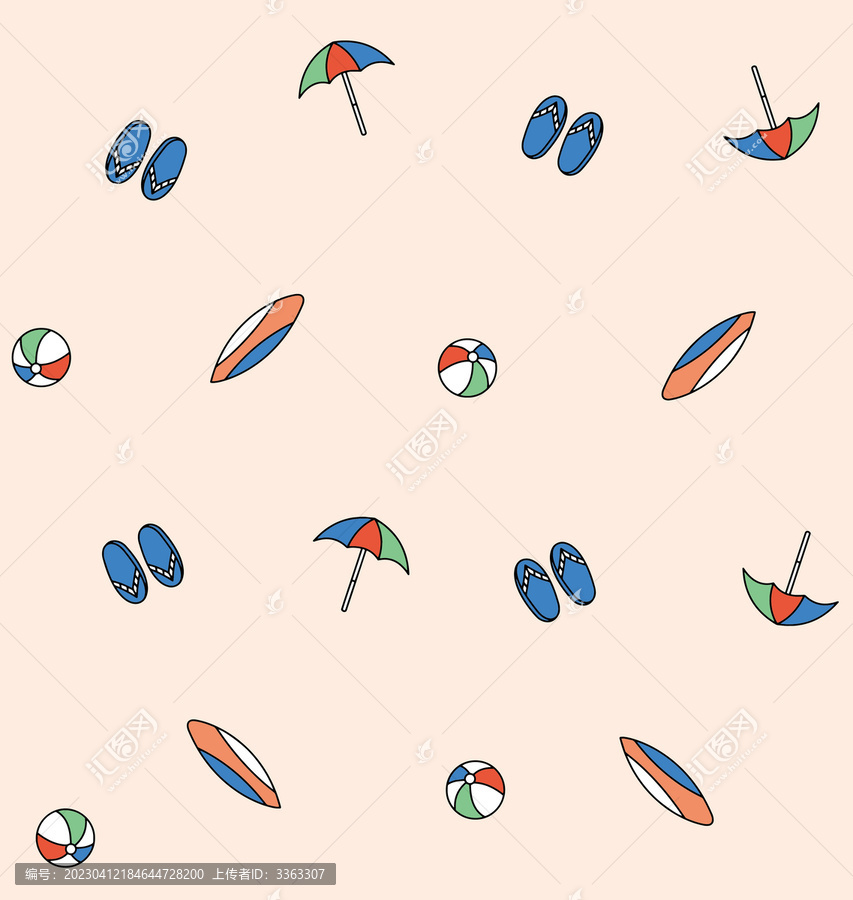 傘球拖鞋沖浪板印花圖案