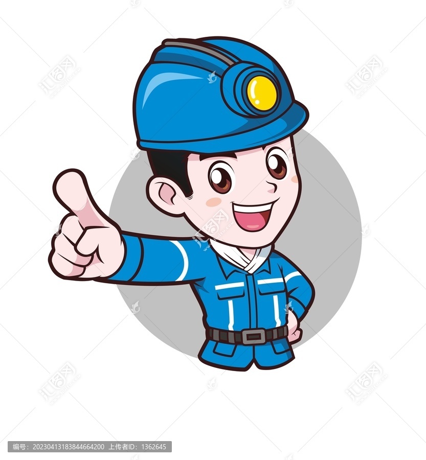 卡通可愛年輕男性煤礦工人半身