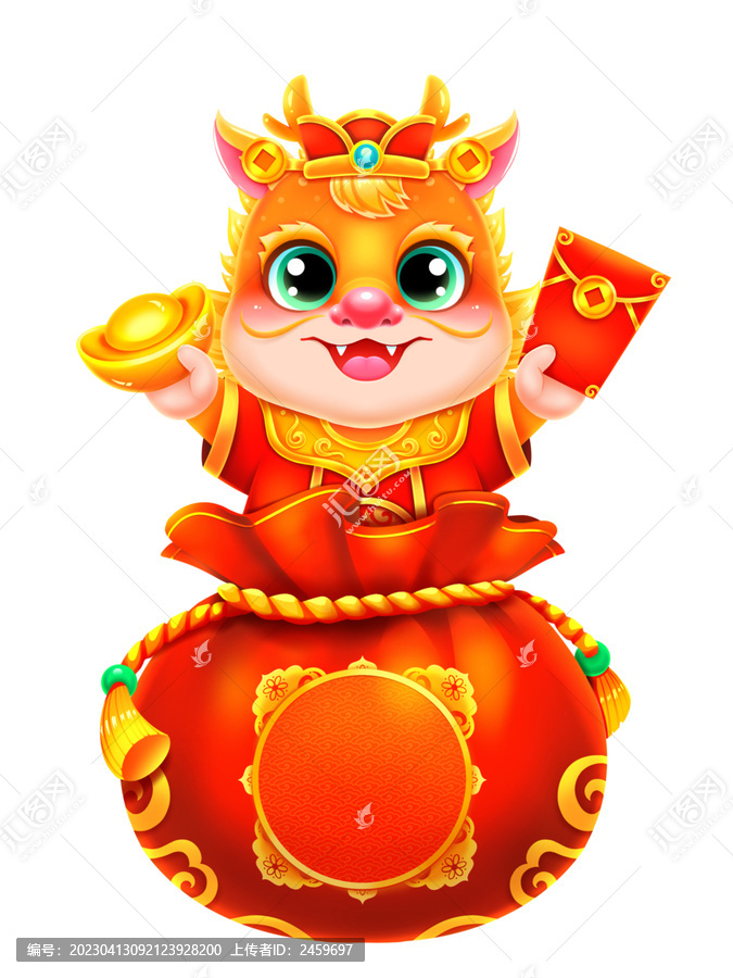 傳統(tǒng)龍年年畫福袋財神龍