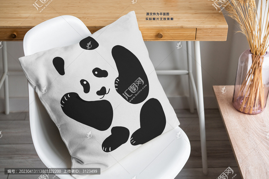 手繪可愛大熊貓抱枕圖案