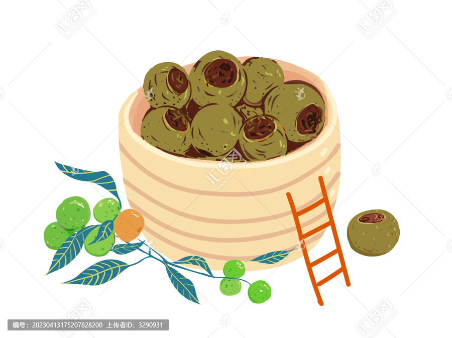 小青柑柑普茶傳統(tǒng)手繪插畫