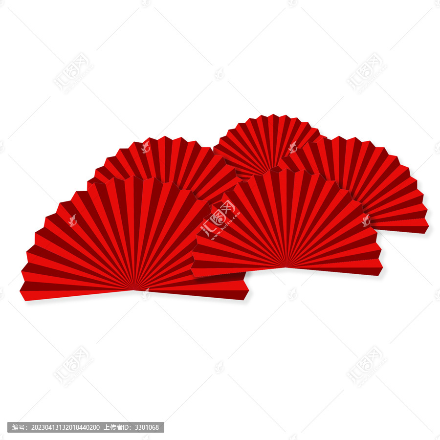 大紅國(guó)風(fēng)扇子邊框素材