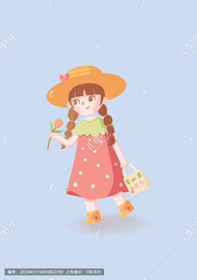 莓煩惱女孩插畫卡通人物
