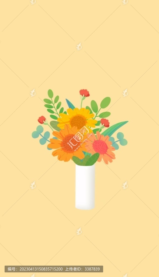 黃色卡通插花束