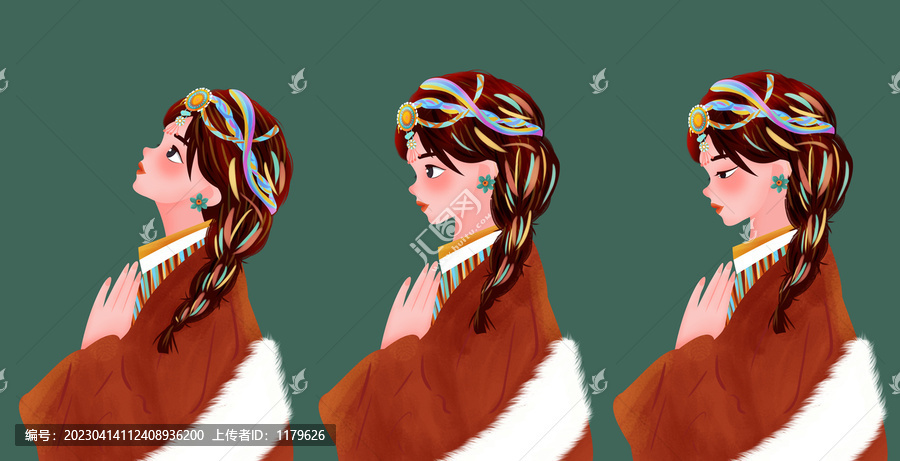 藏族女孩插畫系列