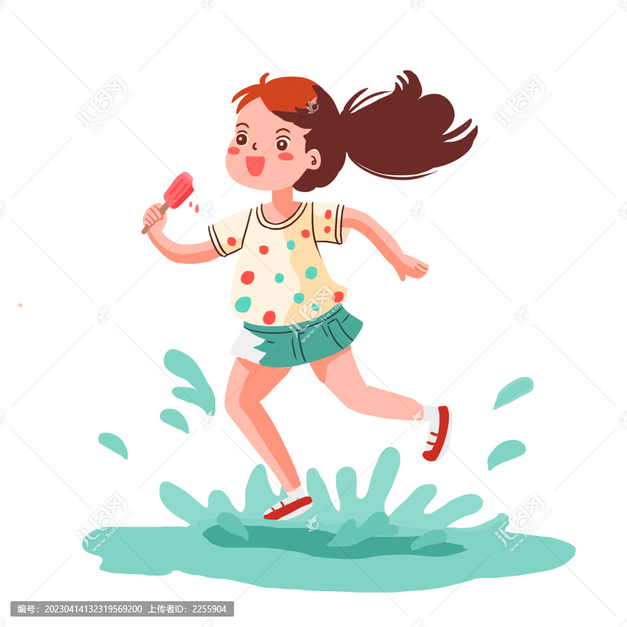 夏天女孩玩水免摳元素