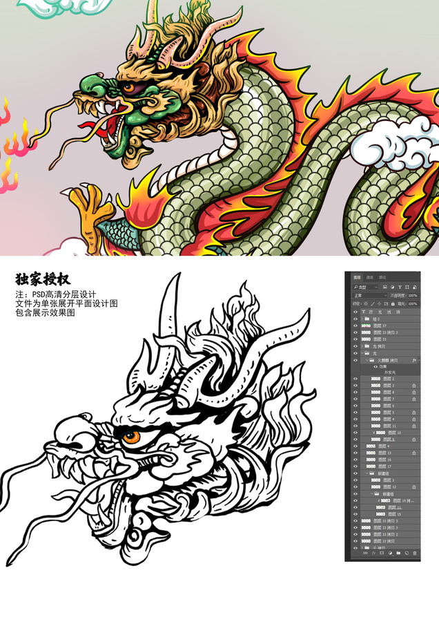 雙龍戲珠插畫(huà)