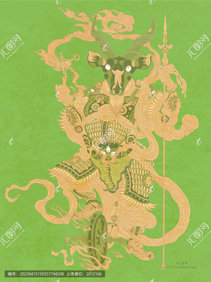 羊年十二生肖屬相年畫國潮插畫