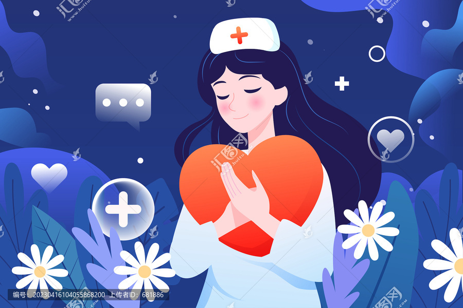 白衣天使庆祝国际护士节插画