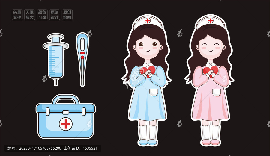卡通護(hù)士醫(yī)護(hù)用品醫(yī)藥箱