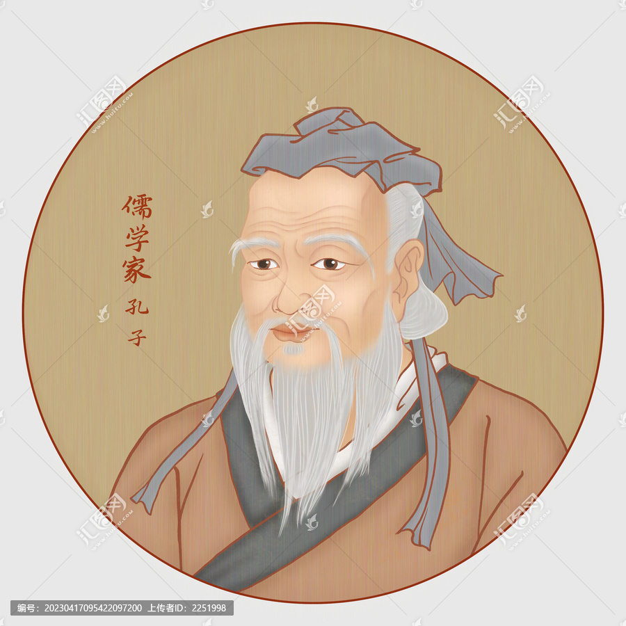 儒家孔子手繪頭像