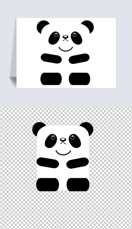 黑白大熊猫卡通素材