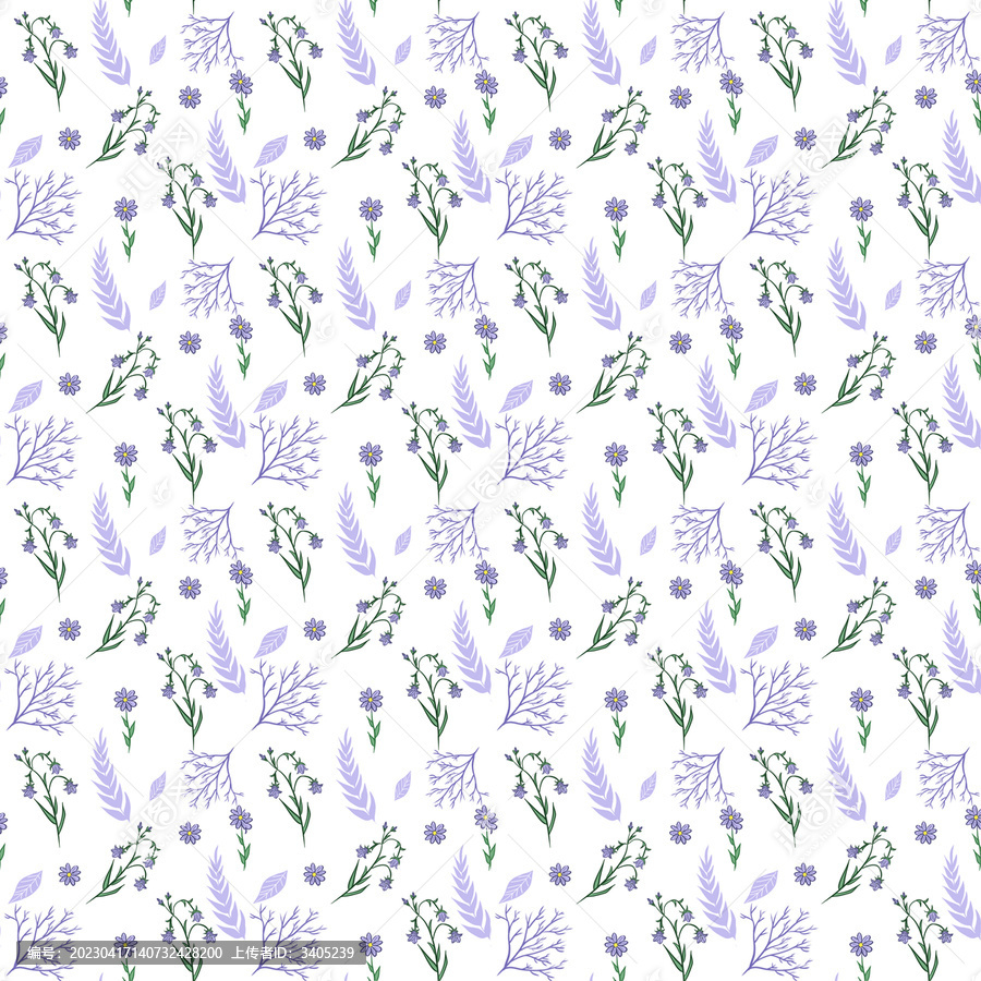 紫色花卉四方连续图案