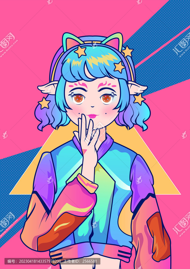 賽博朋克潮流插畫人物