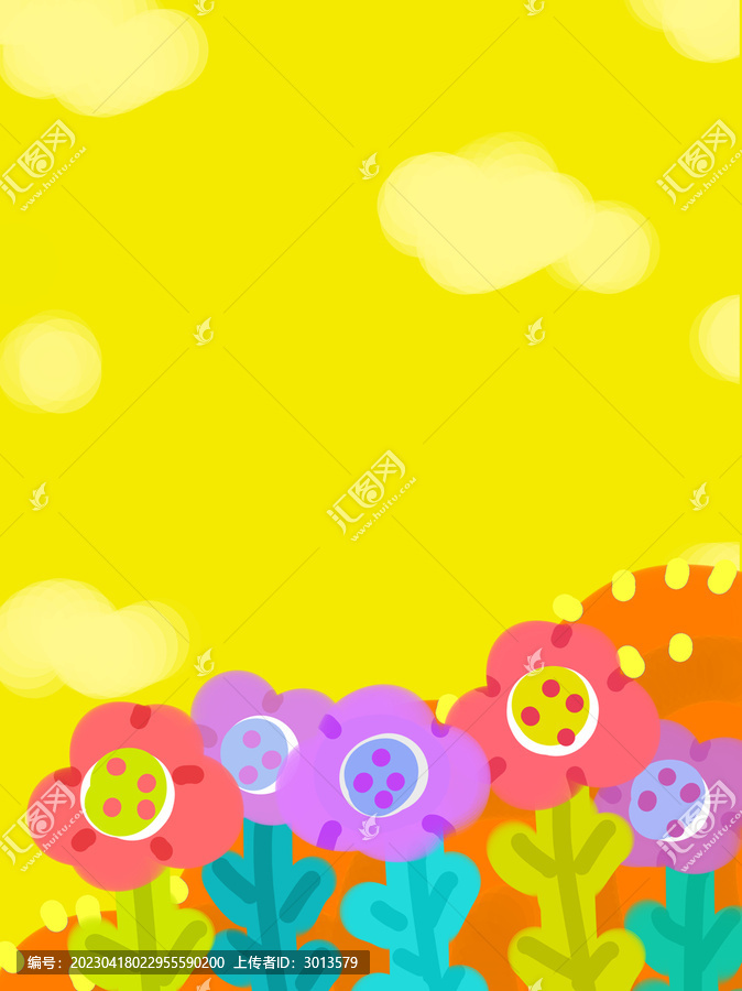 可爱卡通背景太阳花植物素材