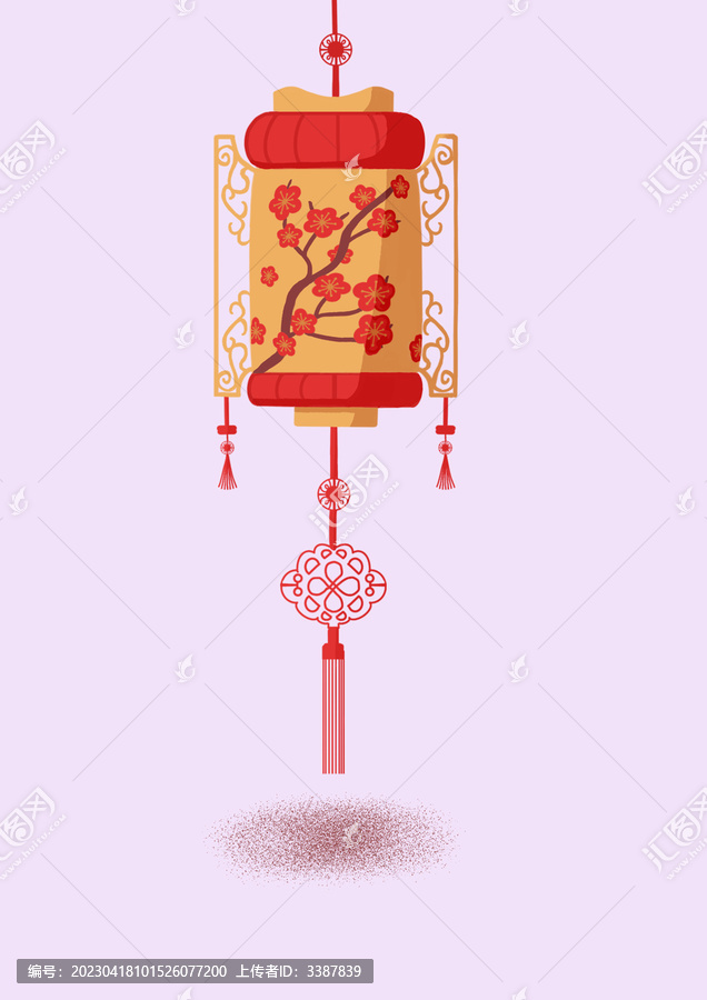 黃色紅色喜慶梅花卡通燈籠