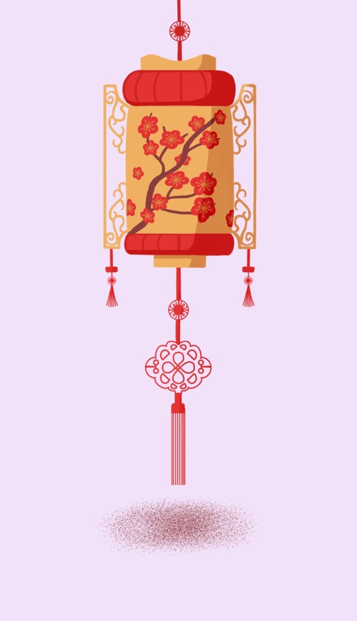 黃色紅色喜慶梅花卡通燈籠