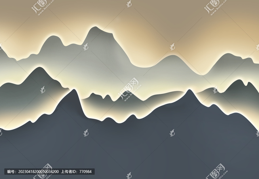 抽象山水光影立體背景墻壁紙