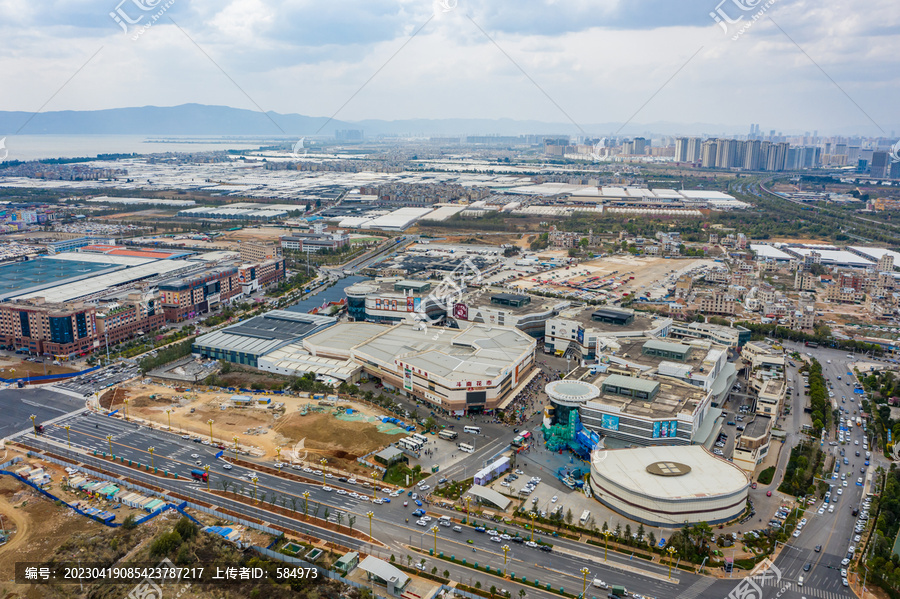 航拍云南昆明斗南花卉市场花市