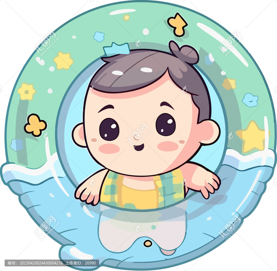 可爱动感的小孩儿童戏水游泳Q