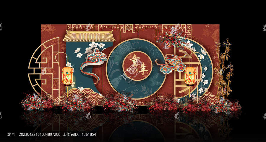 紅中式婚禮迎賓效果圖